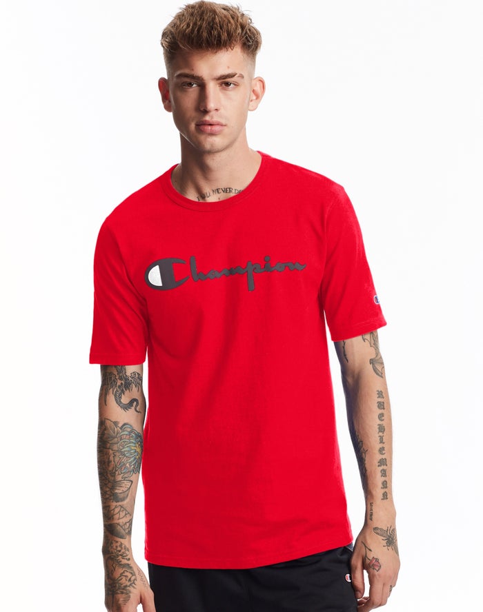 Champion Mens T-Shirt NZ - Heritage Vintage Logo Red ( 2130-JGXSC )